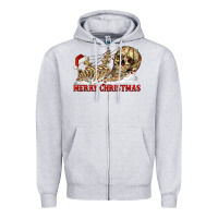 Heather Grey Merry christmas skeleton Zipper Hoodie - RanaPortraitStore