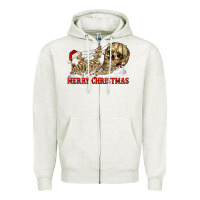 Oatmeal Heather Merry christmas skeleton Zipper Hoodie - RanaPortraitStore