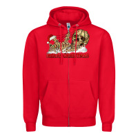 Red Merry christmas skeleton Zipper Hoodie - RanaPortraitStore