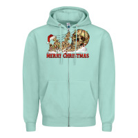 Seafoam Merry christmas skeleton Zipper Hoodie - RanaPortraitStore
