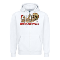 White Merry christmas skeleton Zipper Hoodie - RanaPortraitStore