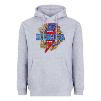 Heather Grey Merica lightning bolt Heavyweight Hoodie - Neo Western