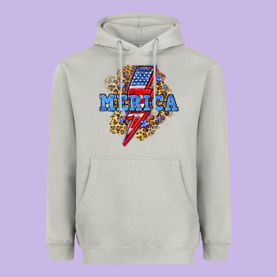 Merica Lightning Bolt Heavyweight Hoodie Designed By Neo Western
