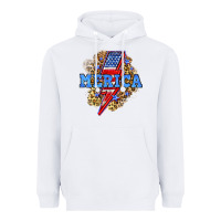 White Merica lightning bolt Heavyweight Hoodie - Neo Western
