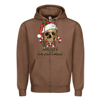 Chestnut merry christmas skull Zipper Hoodie - RanaPortraitStore
