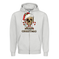 Dove Grey merry christmas skull Zipper Hoodie - RanaPortraitStore