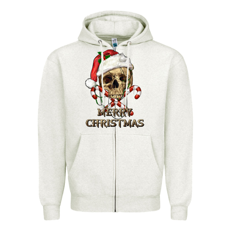 Merry Christmas Skull Zipper Hoodie by RanaPortraitStore | Teevron