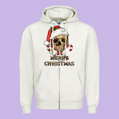 Zipper Hoodie merry christmas skull