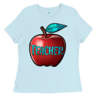 Baby Blue apple teacher Ladies Tee - BarkalooDesign
