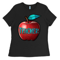 Black apple teacher Ladies Tee - BarkalooDesign