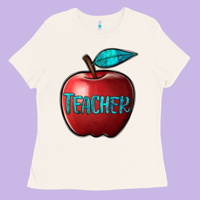 Apple Teacher Ladies Tee Designed By Barkaloodesign