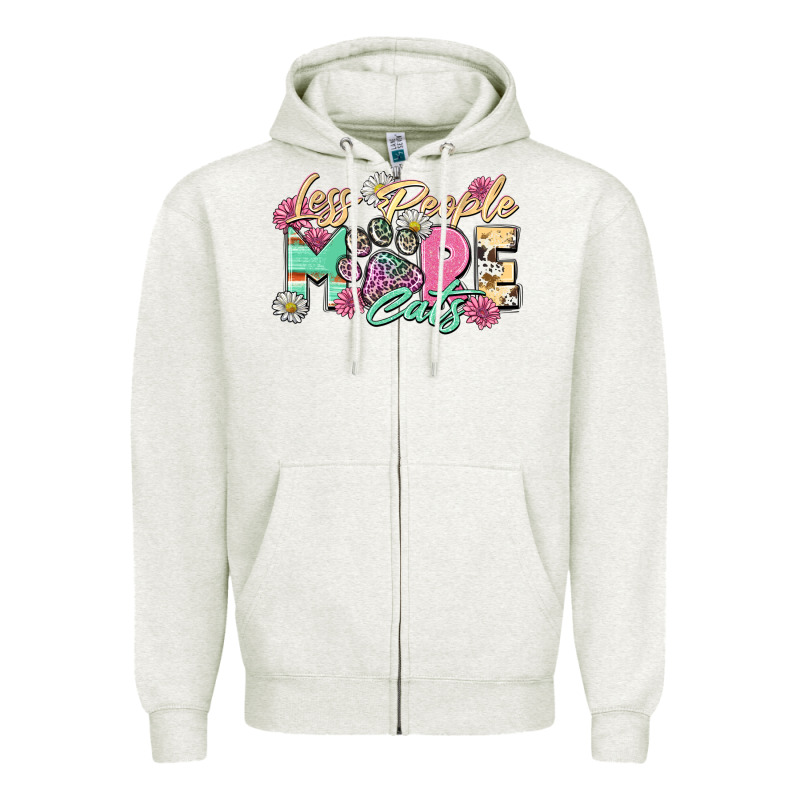 Less People More Cats Zipper Hoodie by Zillion Design Studio | Teevron