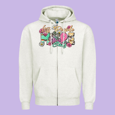 Less People More Cats Zipper Hoodie Designed By Zillion Design Studio