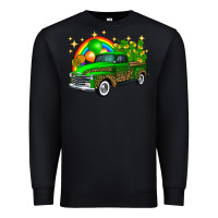 Black st patricks shamrock gold rainbow balloon candy truck Premium Sweatshirt - FaDigitalArtStudio