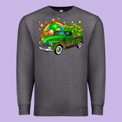 St Patricks Shamrock Gold Rainbow Balloon Candy Truck Premium Sweatshirt Designed By Fadigitalartstudio