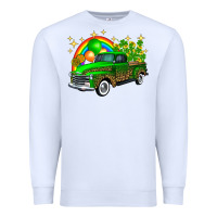 White st patricks shamrock gold rainbow balloon candy truck Premium Sweatshirt - FaDigitalArtStudio