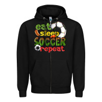 Black eat sleep soccer repeat Zipper Hoodie - texasbilliewilder