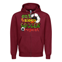 Burgundy eat sleep soccer repeat Zipper Hoodie - texasbilliewilder
