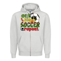Dove Grey eat sleep soccer repeat Zipper Hoodie - texasbilliewilder