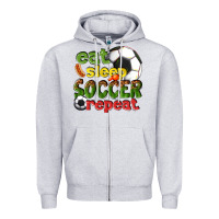 Heather Grey eat sleep soccer repeat Zipper Hoodie - texasbilliewilder