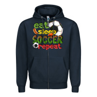 Navy eat sleep soccer repeat Zipper Hoodie - texasbilliewilder