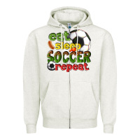 Oatmeal Heather eat sleep soccer repeat Zipper Hoodie - texasbilliewilder