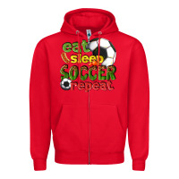 Red eat sleep soccer repeat Zipper Hoodie - texasbilliewilder