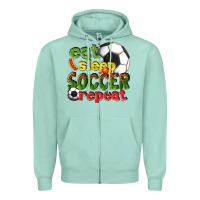 Seafoam eat sleep soccer repeat Zipper Hoodie - texasbilliewilder