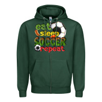 Sports Green eat sleep soccer repeat Zipper Hoodie - texasbilliewilder