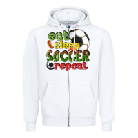 White eat sleep soccer repeat Zipper Hoodie - texasbilliewilder