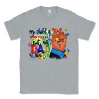 Heather Grey my child is non verbal but his dad aint afro hand Classic Tee - RanaPortraitStore