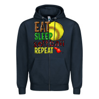Navy eat sleep softball repeat Zipper Hoodie - texasbilliewilder