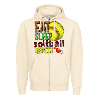 Sandshell eat sleep softball repeat Zipper Hoodie - texasbilliewilder