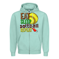 Seafoam eat sleep softball repeat Zipper Hoodie - texasbilliewilder