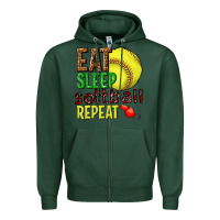 Sports Green eat sleep softball repeat Zipper Hoodie - texasbilliewilder