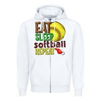 Eat Sleep Softball Repeat Zipper Hoodie | Teevron