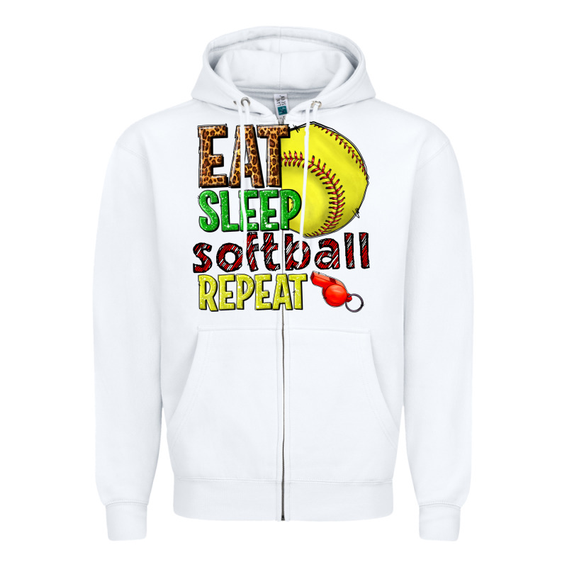 Eat Sleep Softball Repeat Zipper Hoodie by texasbilliewilder | Teevron