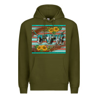 Army Green western cow serape leopard sunflowers mousepad Premium Hoodie - BarkalooDesign