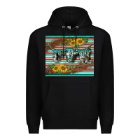 Black western cow serape leopard sunflowers mousepad Premium Hoodie - BarkalooDesign