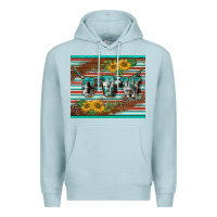 Blue Mist western cow serape leopard sunflowers mousepad Premium Hoodie - BarkalooDesign