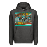 Charcoal Heather western cow serape leopard sunflowers mousepad Premium Hoodie - BarkalooDesign