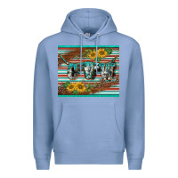 Colony Blue western cow serape leopard sunflowers mousepad Premium Hoodie - BarkalooDesign