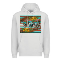 Dove Grey western cow serape leopard sunflowers mousepad Premium Hoodie - BarkalooDesign