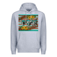 Heather Grey western cow serape leopard sunflowers mousepad Premium Hoodie - BarkalooDesign
