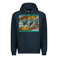 Navy western cow serape leopard sunflowers mousepad Premium Hoodie - BarkalooDesign