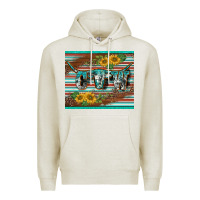 Oatmeal Heather western cow serape leopard sunflowers mousepad Premium Hoodie - BarkalooDesign