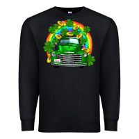 Black st patricks shamrock gold rainbow truck Premium Sweatshirt - FaDigitalArtStudio