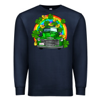 Navy st patricks shamrock gold rainbow truck Premium Sweatshirt - FaDigitalArtStudio