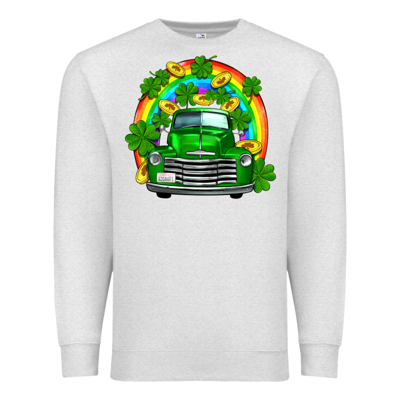 St Patricks Shamrock Gold Rainbow Truck Premium Sweatshirt by FaDigitalArtStudio | Teevron
