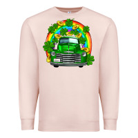 Pale Pink st patricks shamrock gold rainbow truck Premium Sweatshirt - FaDigitalArtStudio